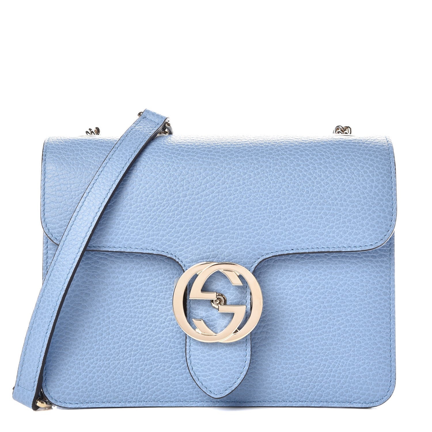 Gucci Dollar Calfskin Small Interlocking G Shoulder Bag Mineral Blue 1 of 9
