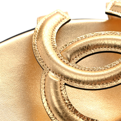 Chanel Crackled Laminated Calfskin CC Cut Out Mules Sandals 37 Gold 10 of 10