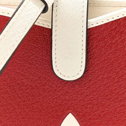 Gucci X ADIDAS Textured Dollar Calfskin Trefoil Embossed Phone Crossbody Bag Hibiscus Red Off White 11 of 12
