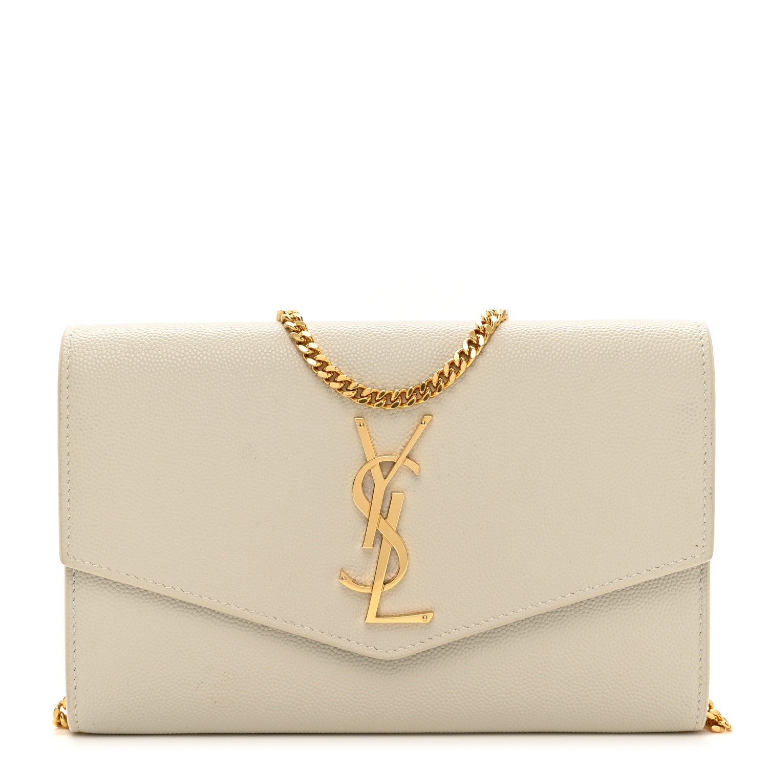 Saint Laurent Grain De Poudre Monogram Uptown Chain Wallet Crema Soft 3 of 8