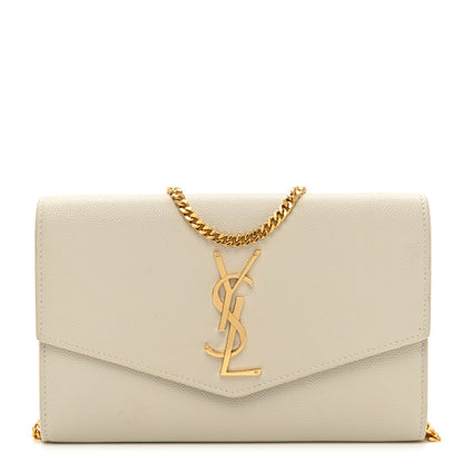 Saint Laurent Grain De Poudre Monogram Uptown Chain Wallet Crema Soft 3 of 8