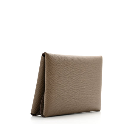 Hermes Epsom Calvi Duo Card Case Etoupe 3 of 7
