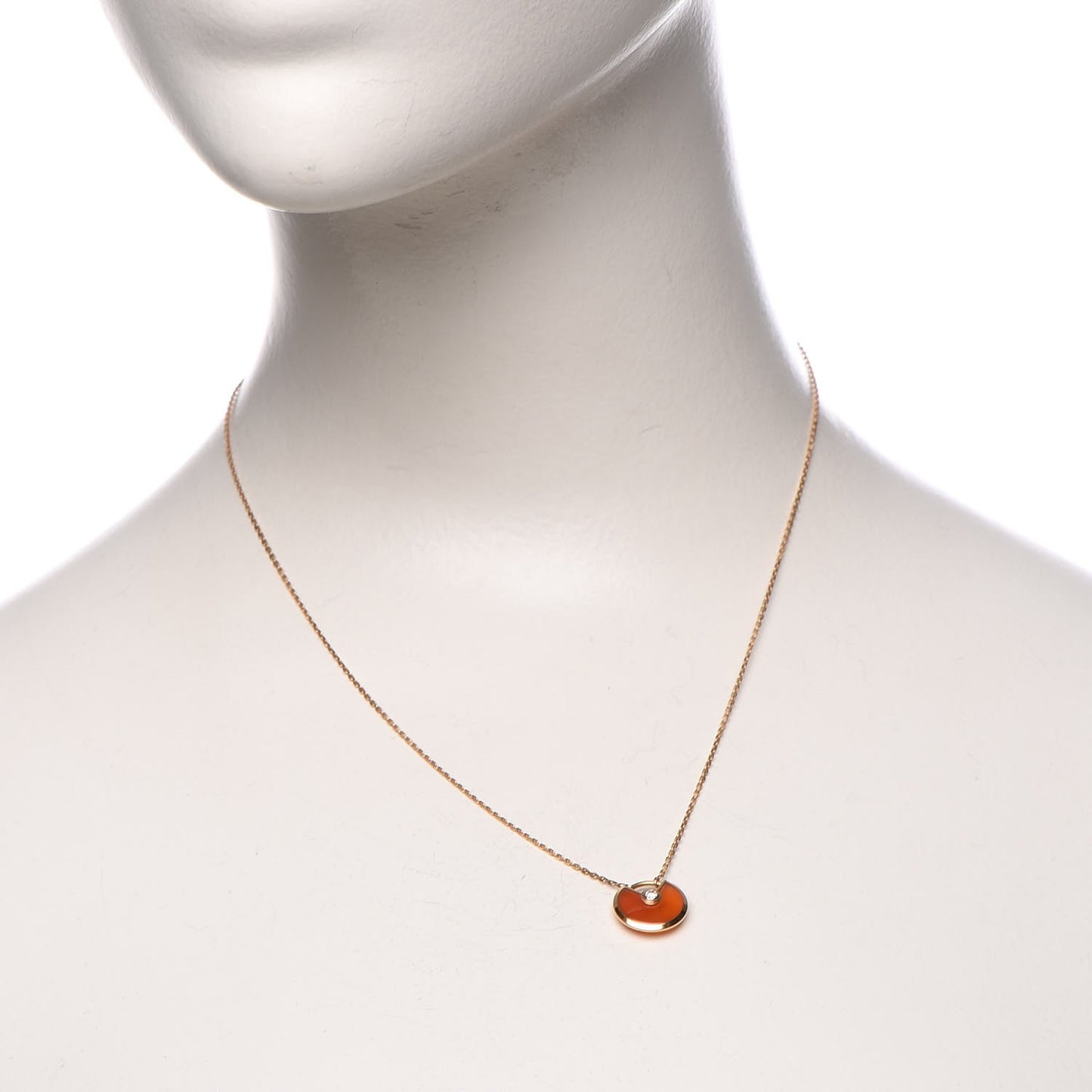 18K Pink Gold Diamond Carnelian XS Amulette de Cartier Pendant Necklace