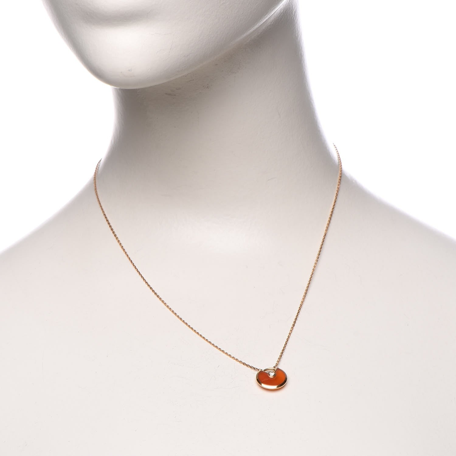 Cartier 18K Pink Gold Diamond Carnelian XS Amulette de Cartier Pendant Necklace 2 of 6