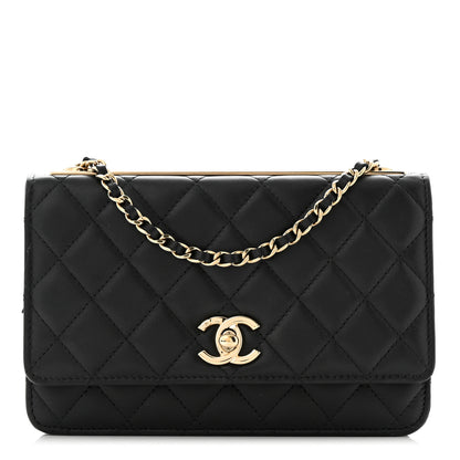 Chanel Lambskin Quilted Trendy CC Wallet On Chain WOC Black 2 of 23