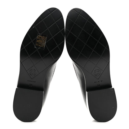 Chanel Calfskin CC Mocassin Loafers 36 Brown Black 6 of 10