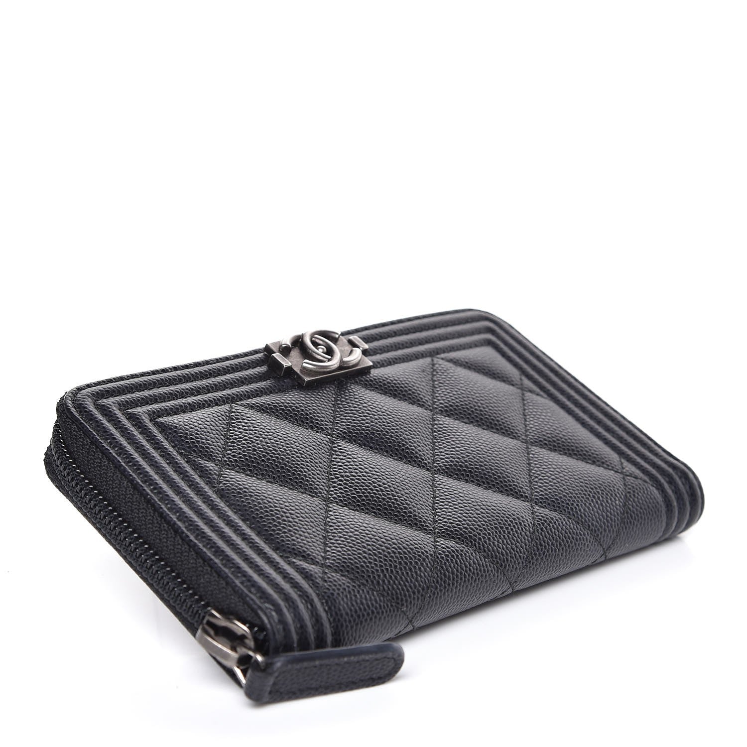 Chanel Caviar Quilted Small Boy Zip Around Wallet Black 4 of 9