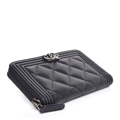 Chanel Caviar Quilted Small Boy Zip Around Wallet Black 4 of 9