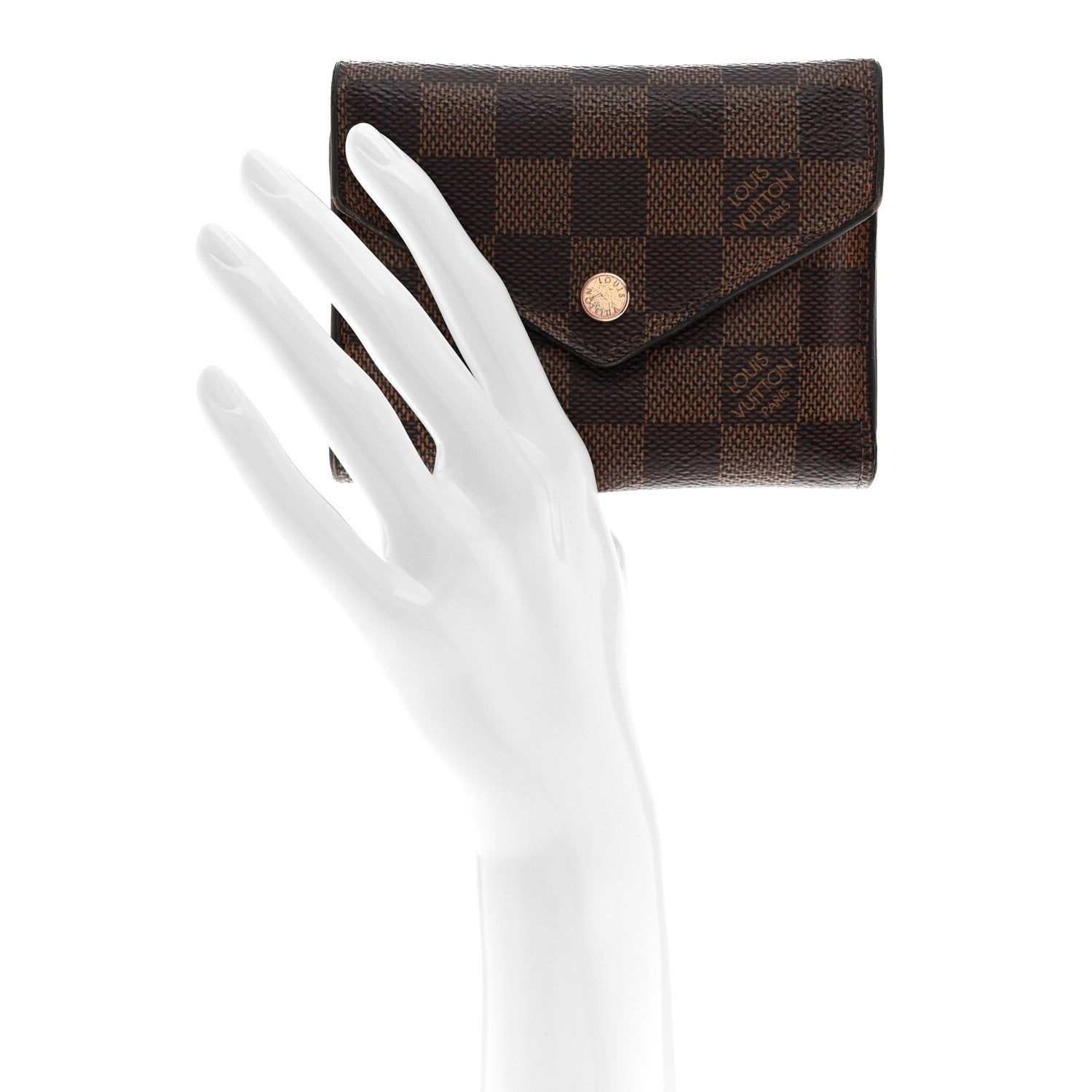 Louis Vuitton Damier Ebene Victorine Wallet Rose Ballerine 2 of 12