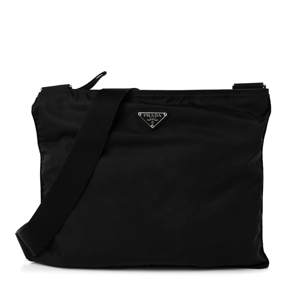 Nylon Vela Flat Messenger Bag Black