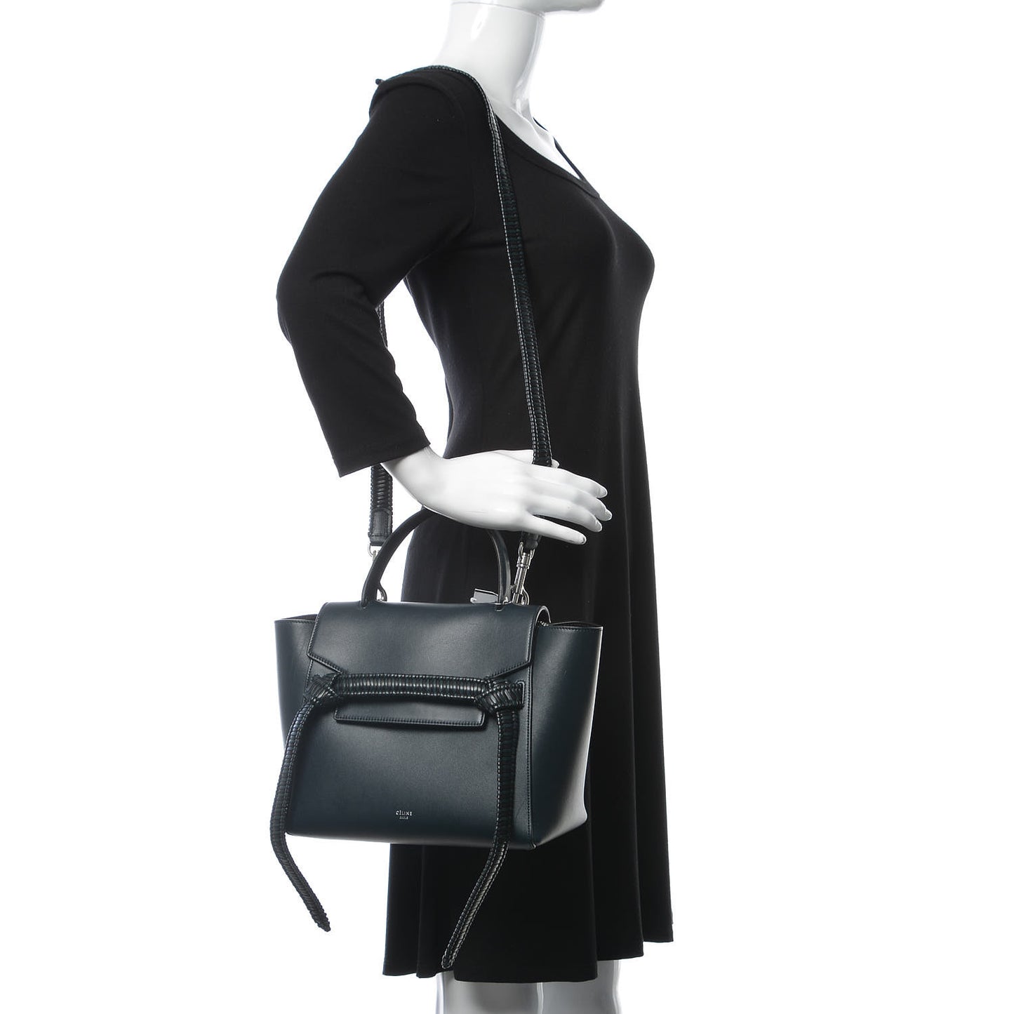 Smooth Calfskin Micro Bi-Color Braided Belt Bag Dark Sea