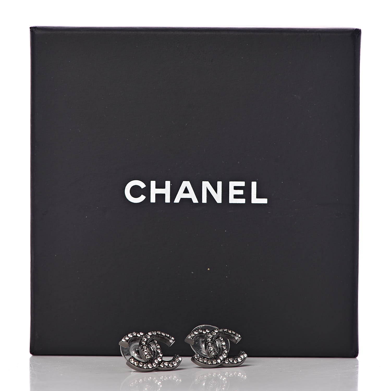 Chanel Ruthenium Crystal CC Earrings 5 of 5