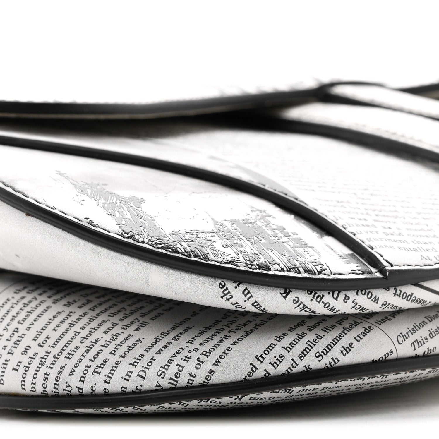 Christian Dior Calfskin Newspaper Printed Saddle Bag With Strap Black White 9 of 11