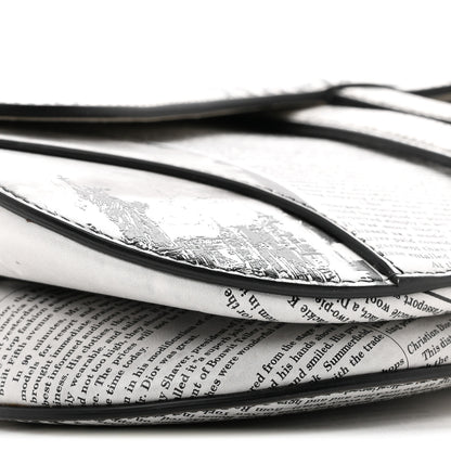 Christian Dior Calfskin Newspaper Printed Saddle Bag With Strap Black White 9 of 11