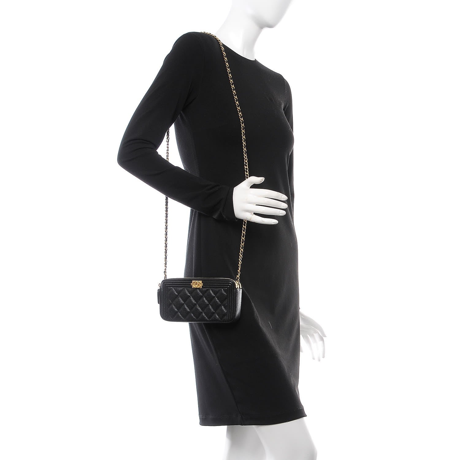 Chanel Caviar Quilted Small Boy Clutch With Chain Black 2 of 9