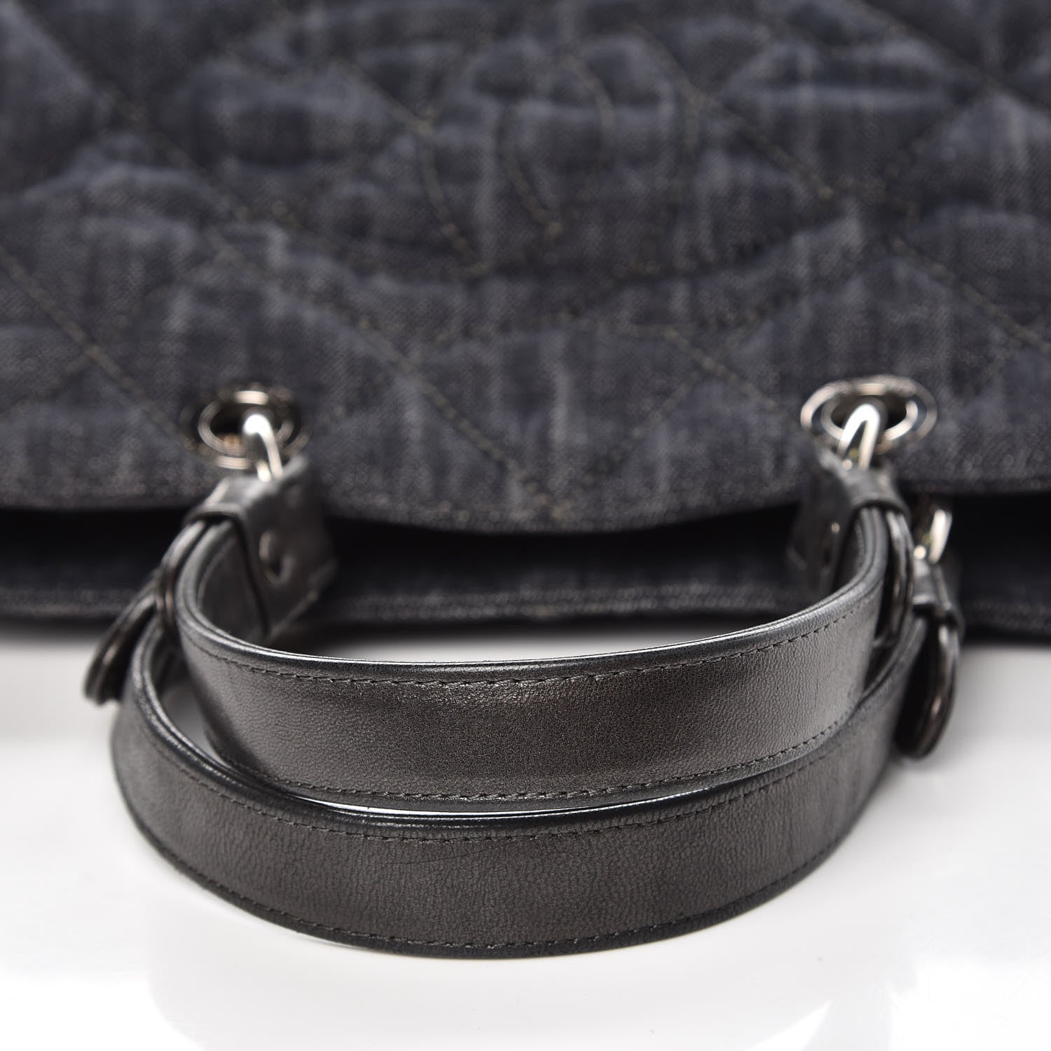 Chanel Denim Quilted Timeless Tote Dark Blue 9 of 11