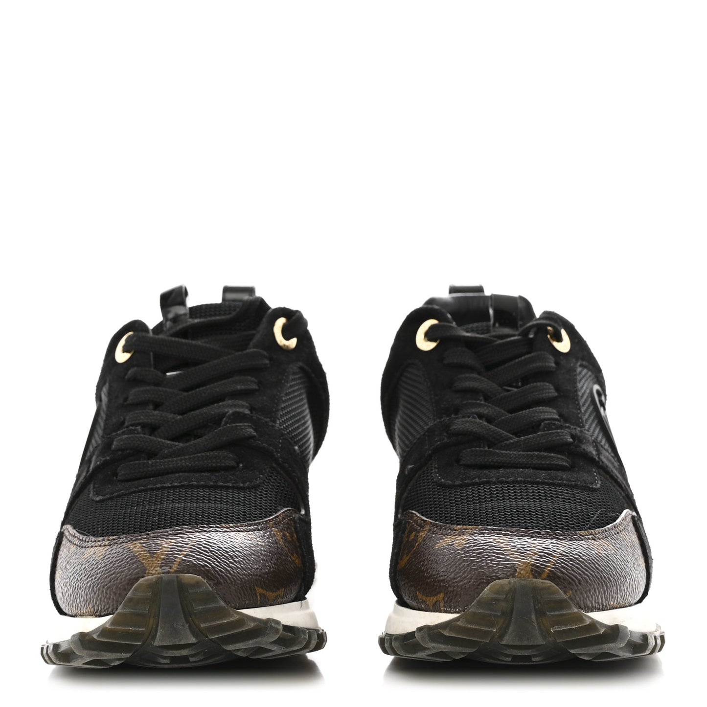 Suede Monogram Run Away Sneakers 36 Black