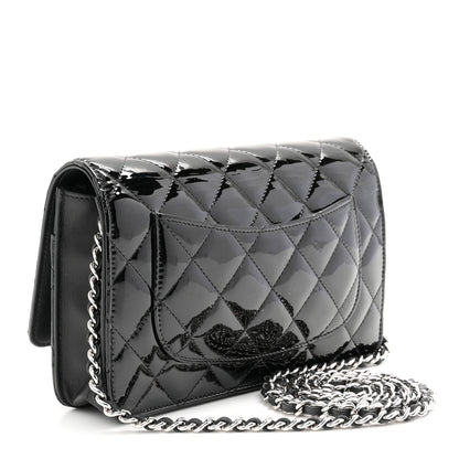Chanel Patent Quilted Wallet On Chain WOC Black 3 of 12