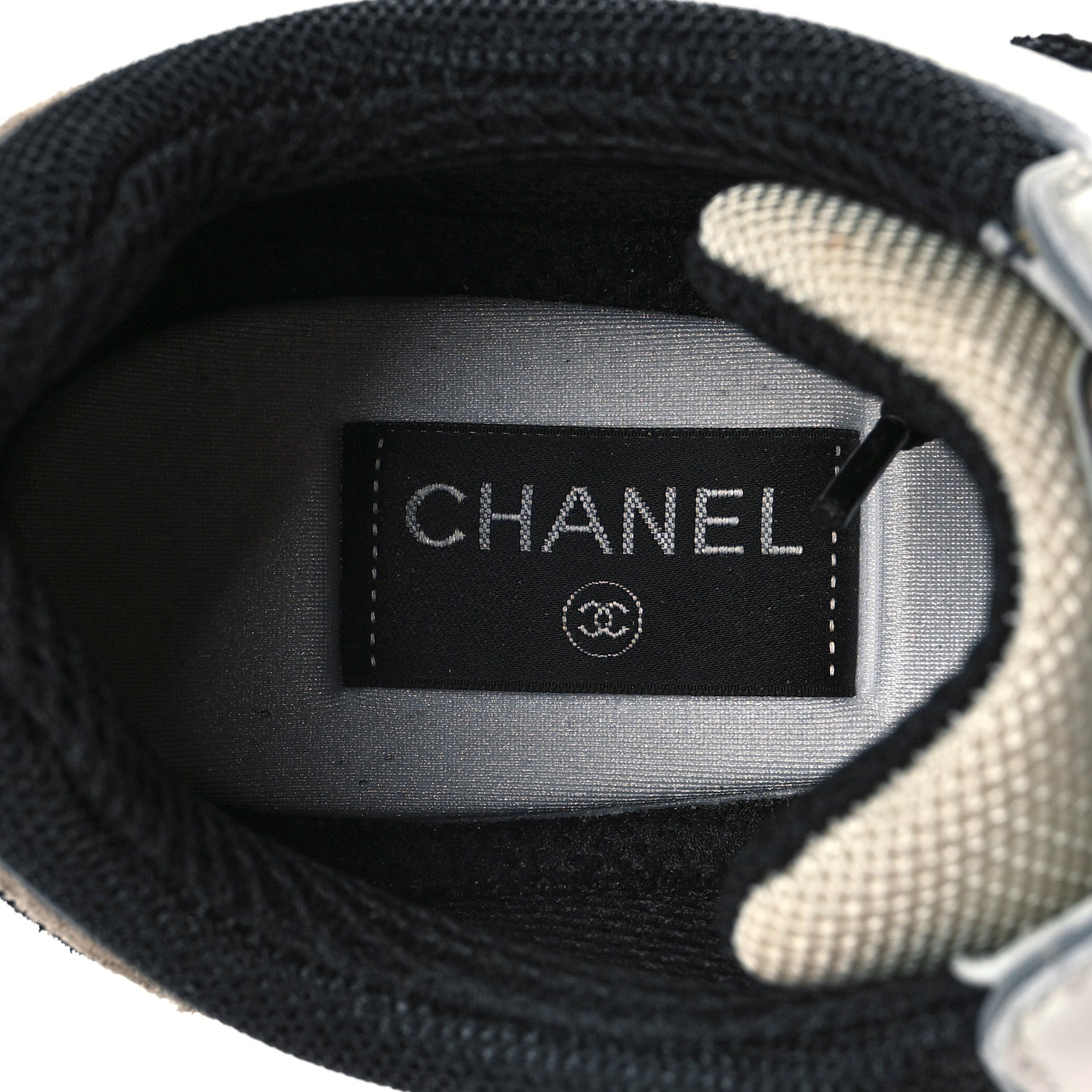 Chanel Mesh Suede Calfskin Womens CC Sneakers 40 White Ivory Dark Beige 7 of 8