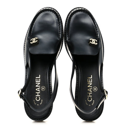 Chanel Calfskin Crystal Slingback Loafers 36 Black 2 of 9