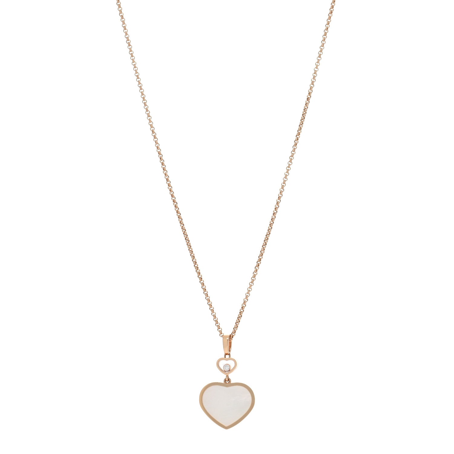 Chopard 18K Rose Gold Diamond Mother of Pearl Happy Hearts Necklace 1 of 4