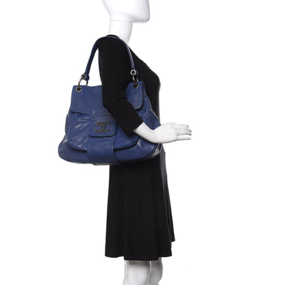 Chanel Glazed Caviar Flap Hobo Dark Blue 2 of 11