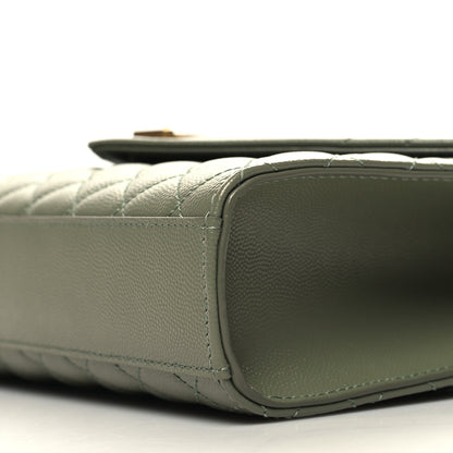Saint Laurent Grain De Poudre Textured Mixed Matelasse Triquilt Medium Monogram Satchel Light Sage 9 of 9
