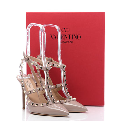 Valentino Garavani Patent Rockstud Ankle Strap Pumps 37.5 Poudre 9 of 9