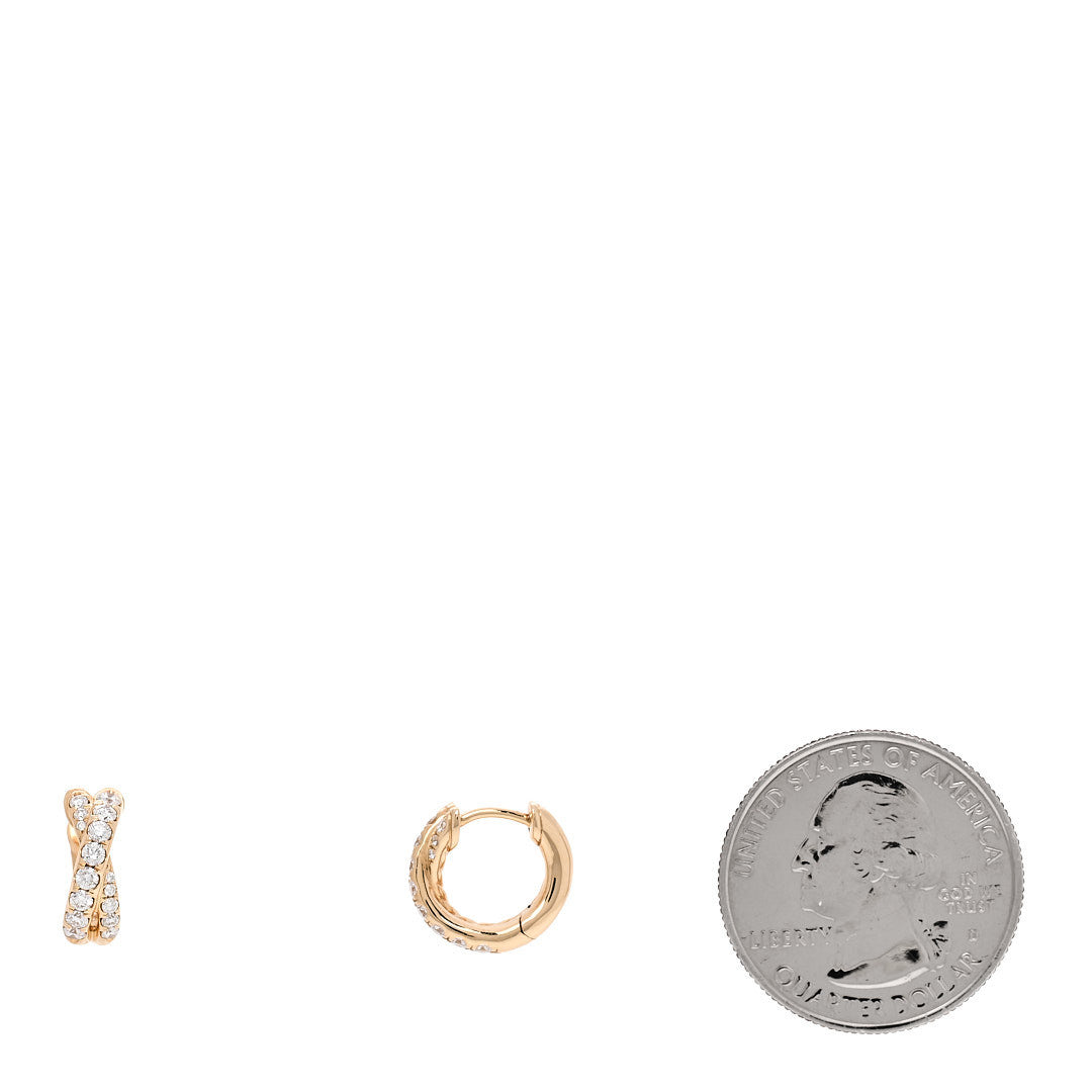 David Yurman 18K Yellow Gold Diamond Crossover Pave Hoop Earrings 2 of 5