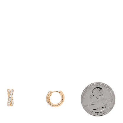 David Yurman 18K Yellow Gold Diamond Crossover Pave Hoop Earrings 2 of 5