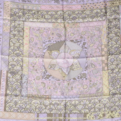 Hermes Silk Pique Fleuri de Provence Scarf 90 Gris Perle Rose Poudre 1 of 6