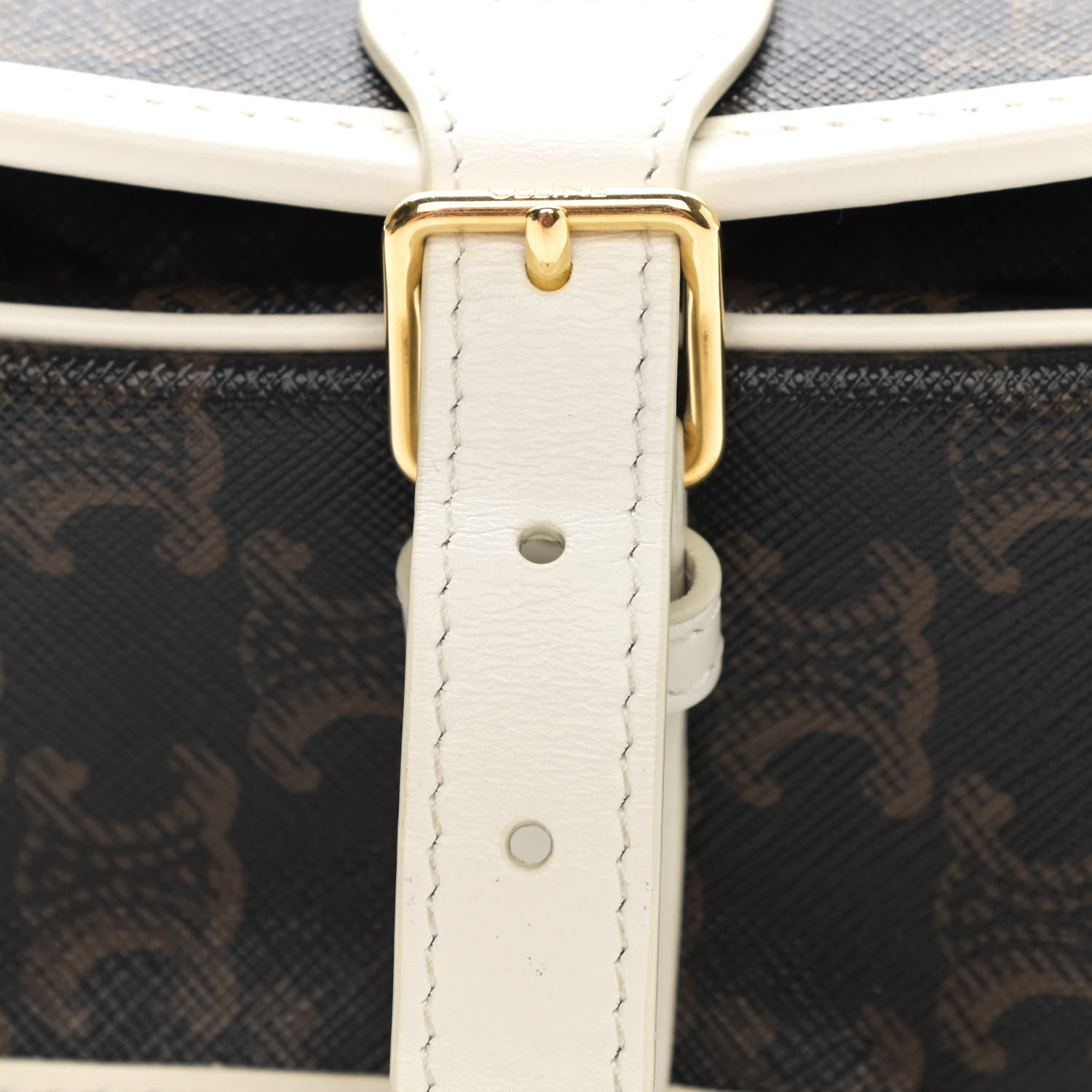 Celine Triomphe Canvas Medium Folco Bag White 9 of 11