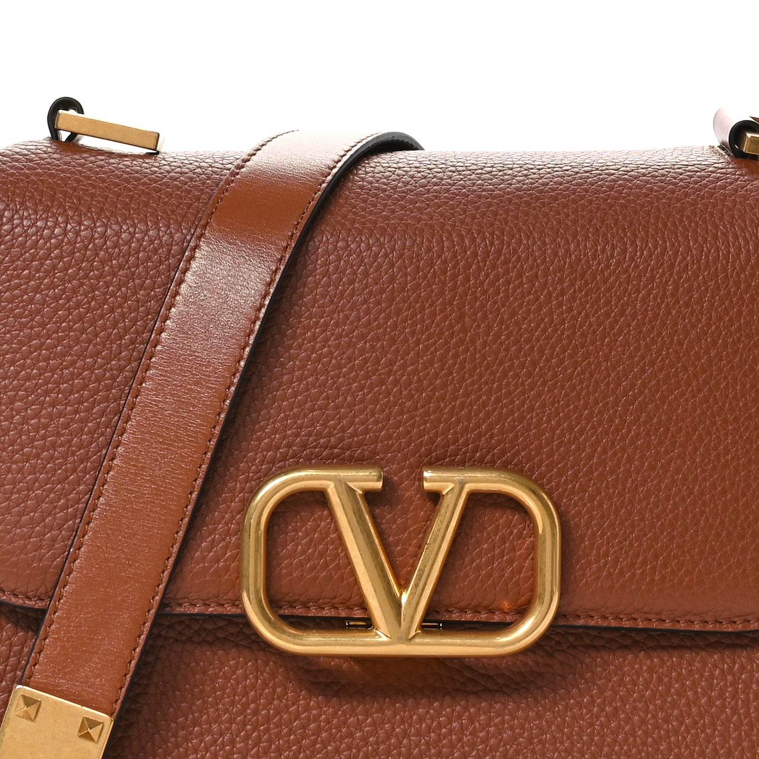 Valentino Garavani Grained Calfskin Large VSling Shoulder Bag Saddle Brown 7 of 9