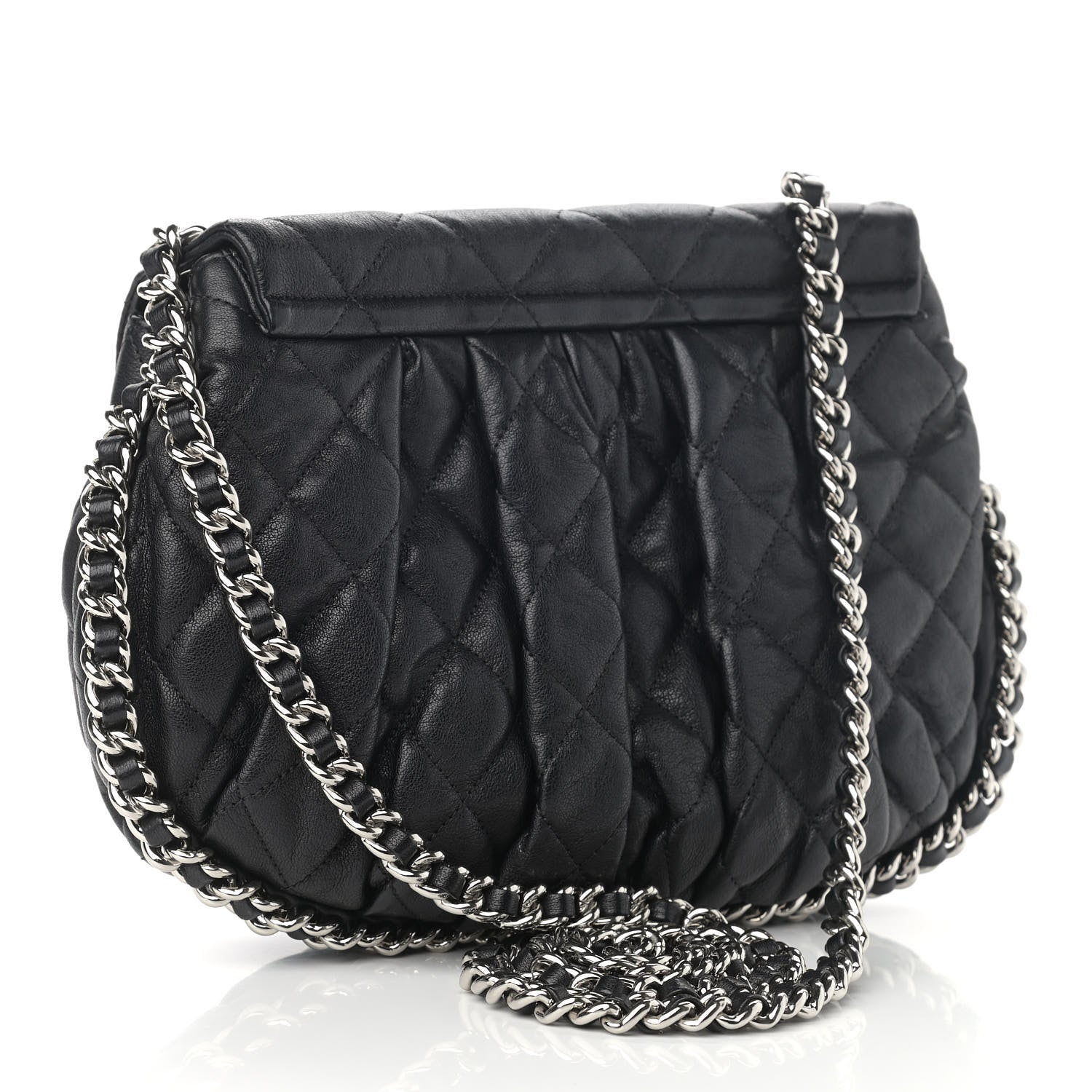 Chanel Washed Lambskin Quilted Medium Chain Around Messenger Black 3 of 13