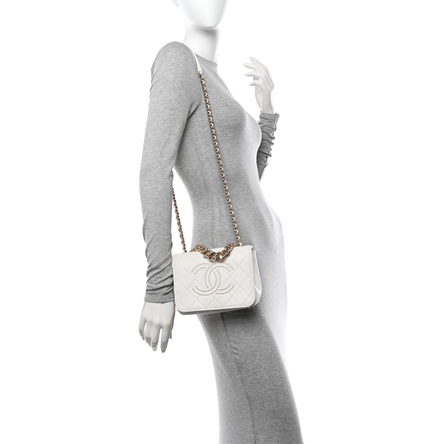 Chanel Lambskin Quilted Studded Beauty Begins Flap White 2 of 17