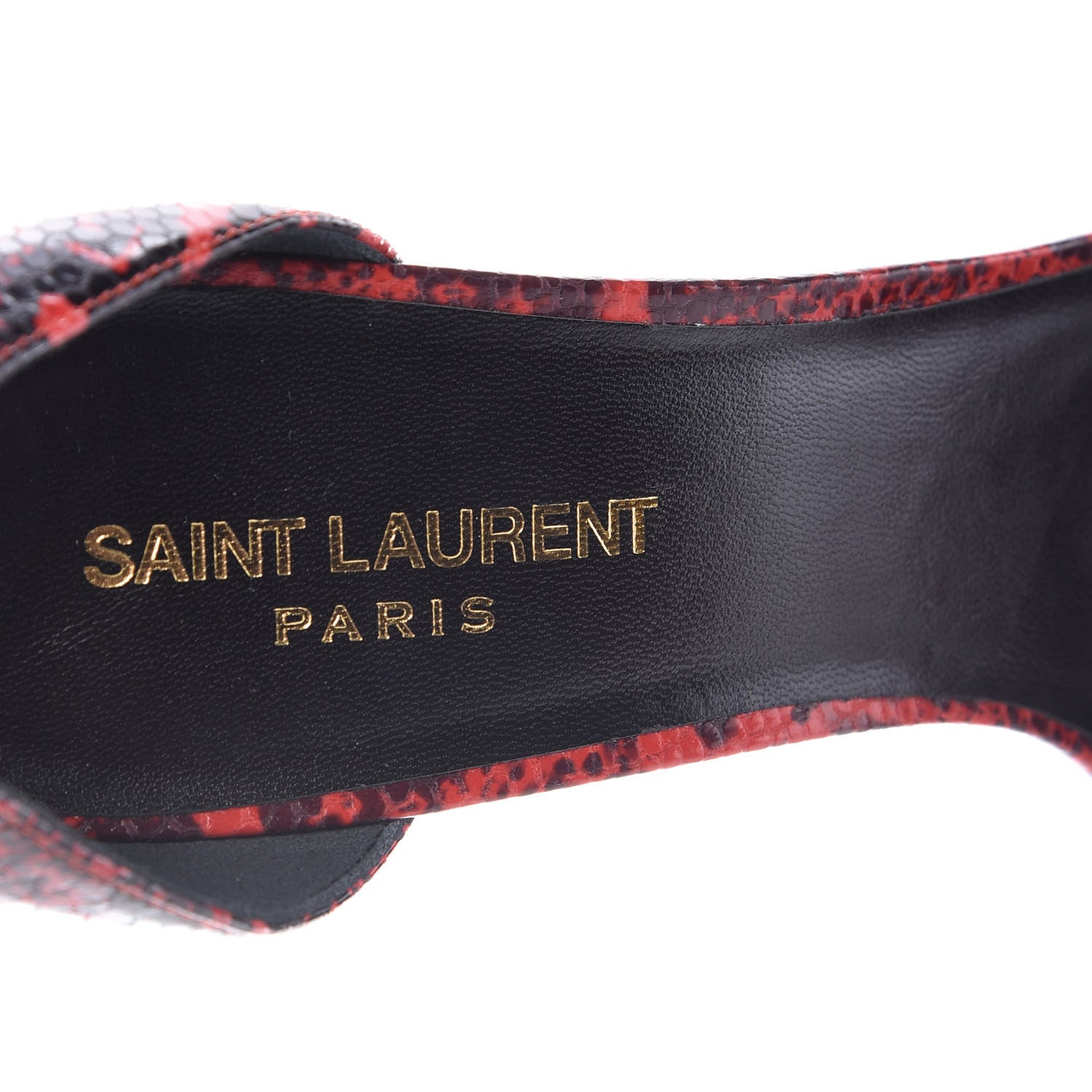 Saint Laurent Python Calfskin Embossed Jane 105 Ankle Strap Sandals 40 Red Black 7 of 8
