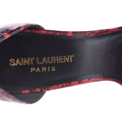 Saint Laurent Python Calfskin Embossed Jane 105 Ankle Strap Sandals 40 Red Black 7 of 8