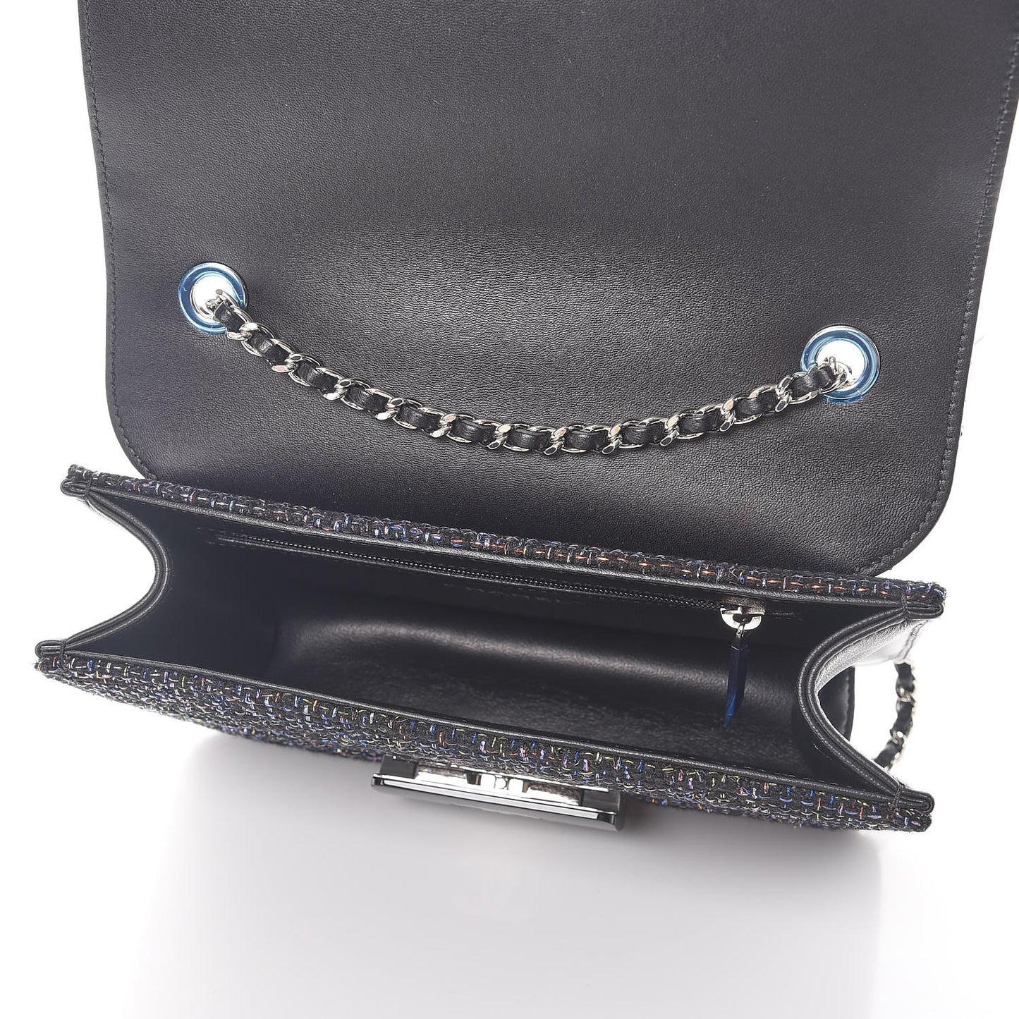 Tweed Lambskin Quilted Mini Beauty Lock Flap Multicolor Black