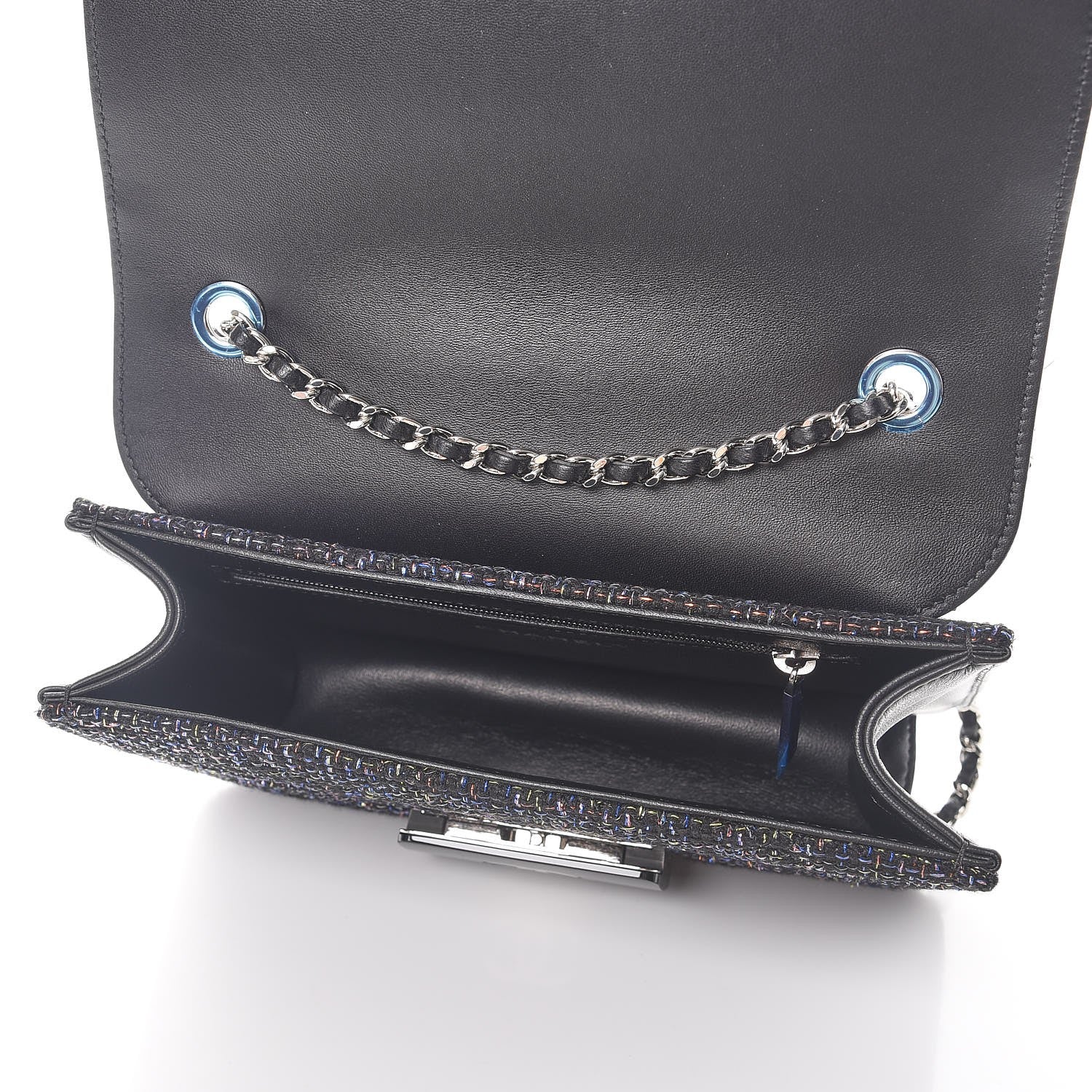 Chanel Tweed Lambskin Quilted Mini Beauty Lock Flap Multicolor Black 5 of 9