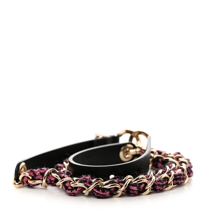 Chanel Calfskin Tweed CC Chain Belt 75 30 Black Pink 2 of 9