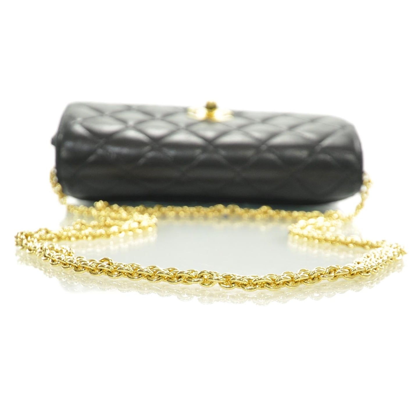 Lambskin Quilted Evening Flap Black