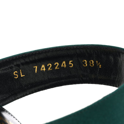 Saint Laurent Crepe Satin Martha Mule 110 Sandals 38.5 Dorian Green 7 of 8
