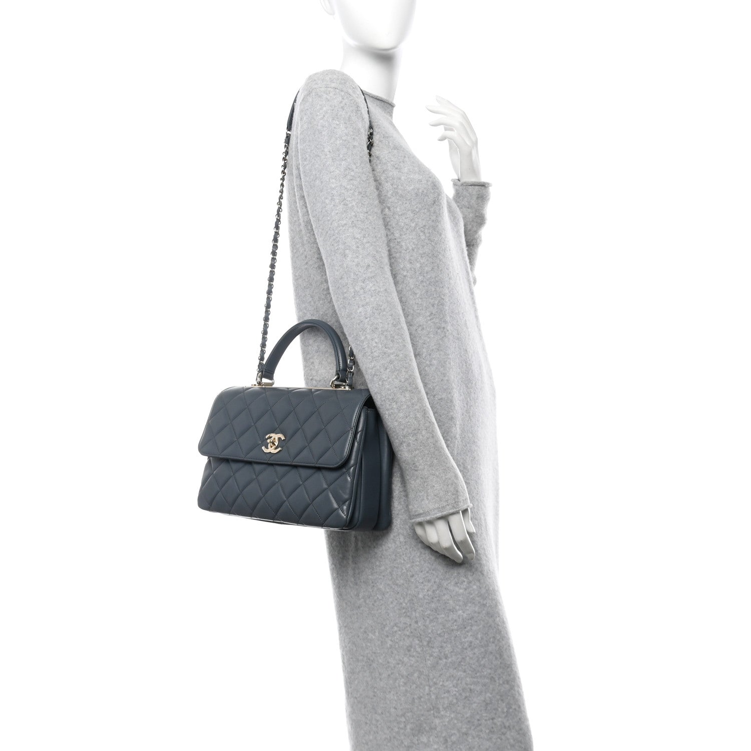 Chanel Lambskin Quilted Medium Trendy CC Flap Dual Handle Bag Dark Grey 2 of 13