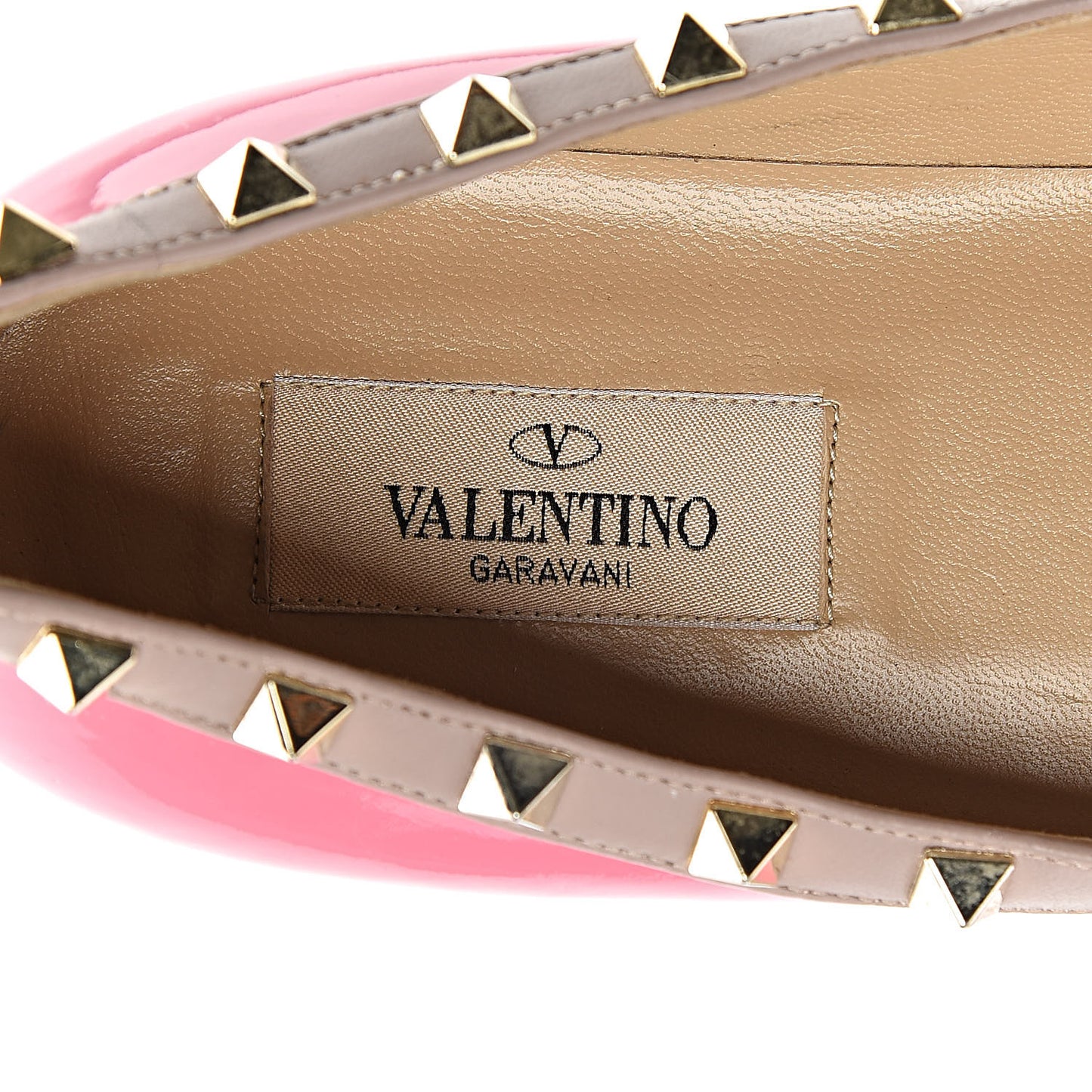 Patent Nappa Rockstud Ballerina Flats 41 Ninphea Poudre
