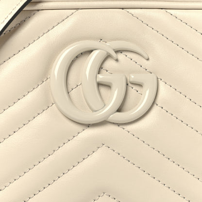 Gucci Calfskin Matelasse Monochrome Small GG Marmont Chain Shoulder Bag Mystic White 8 of 12