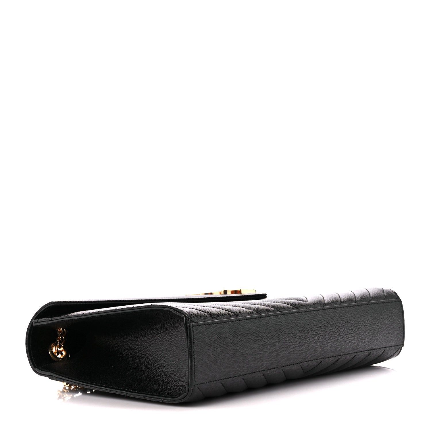 Saint Laurent Grain De Poudre Matelasse Chevron Large Monogram Satchel Black 4 of 10