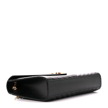 Saint Laurent Grain De Poudre Matelasse Chevron Large Monogram Satchel Black 4 of 10