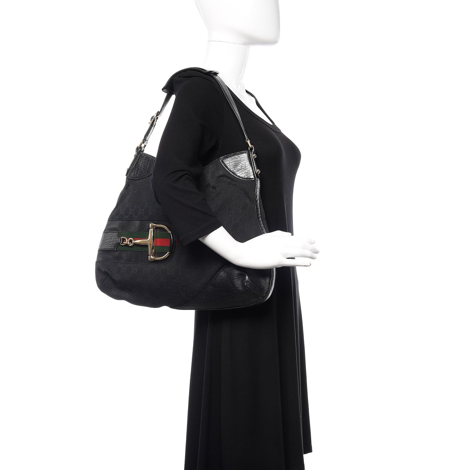 Gucci Monogram Web Hasler Hobo Black 2 of 14