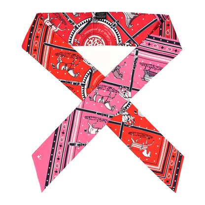 Hermes Silk Couvertures et Tenues de Jour Bandana Maxi Twilly Slim Rose Vif Rouge Vermillon 1 of 4