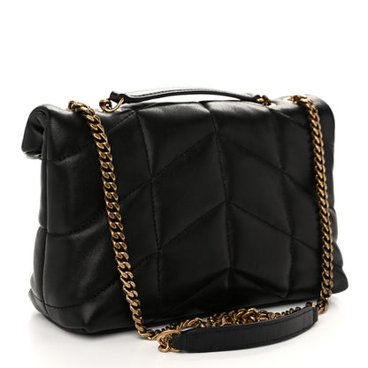 Saint Laurent Lambskin Quilted Toy Loulou Puffer Monogram Chain Satchel Black 3 of 11